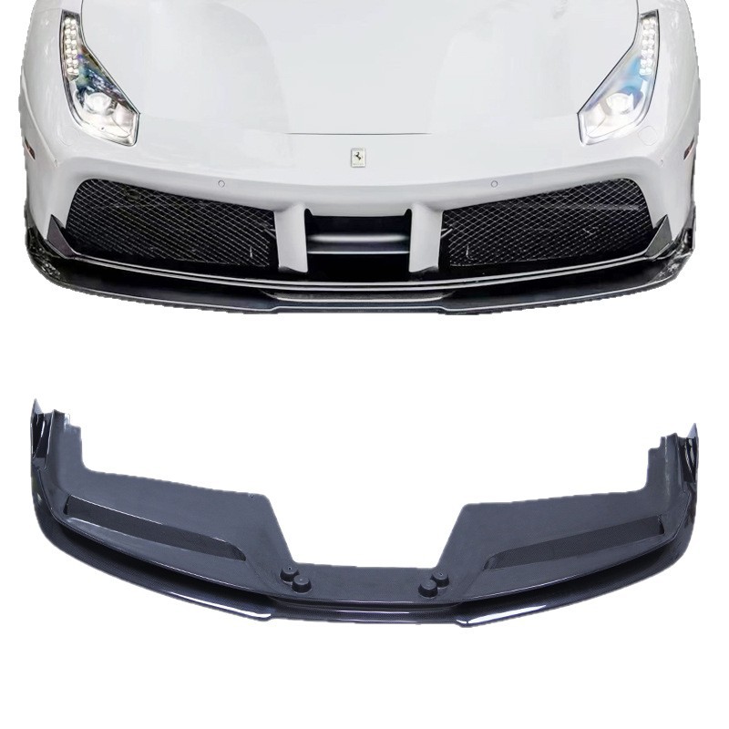 Suitable for Ferrari 488Gtb Modified V-Style Front Lip Carbon Fiber Front Shovel Head Shovel Chin Rear Lip Side Skirt Small Surround