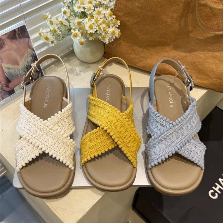 Retro knitted summer sandals for leisure