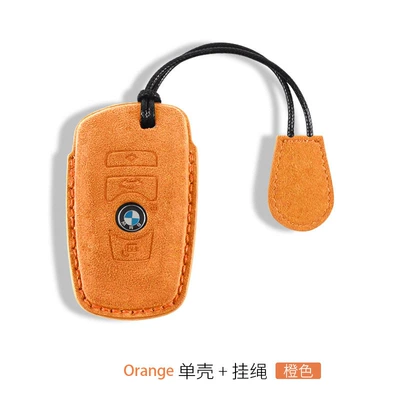 key Set 3 series 325li Shell: Car key bag - bmw-a-suede-key-set-lanyard-orange