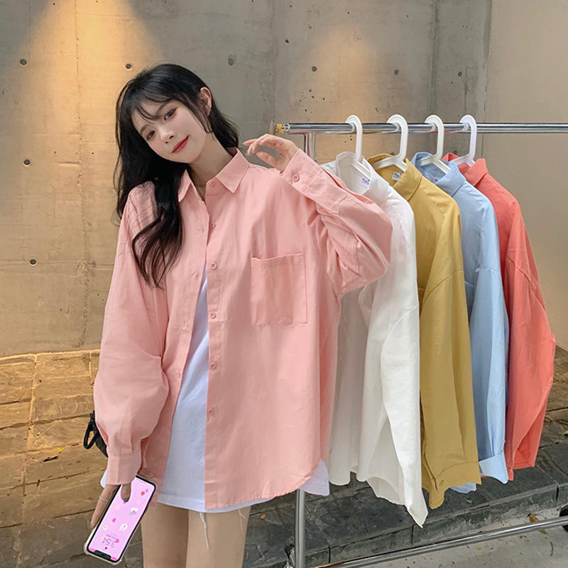 Pink Shirt Women's Clothing Spring and Autumn 2024 New Lazy Style Loose Long-sleeved Top Small Shirt All-match Jacket