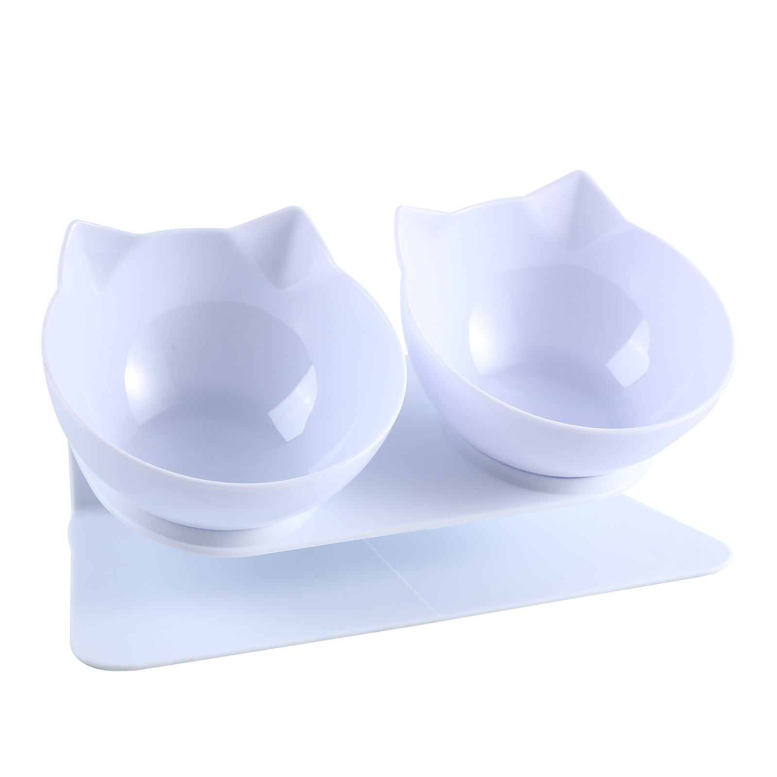 Amazon transfronteriza caliente Pet Bowl gato perro alimentador automático de agua potable de plástico gato tazón oblicuo solo doble Tazón