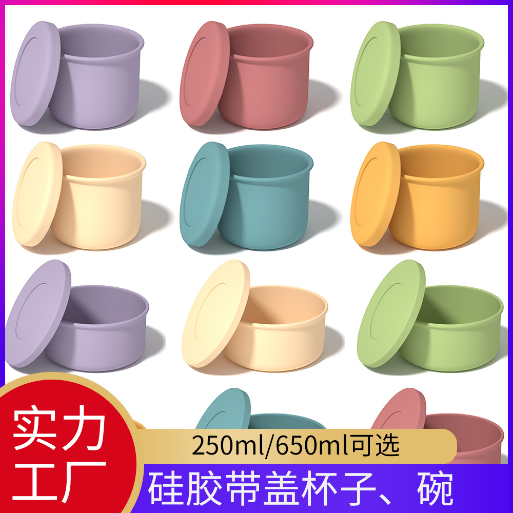 Large Quantity of Ready-Made Silicone Crisper Bowls for Microwave Heating with Lids for Office Workers Lunch Box Tableware Wholesale