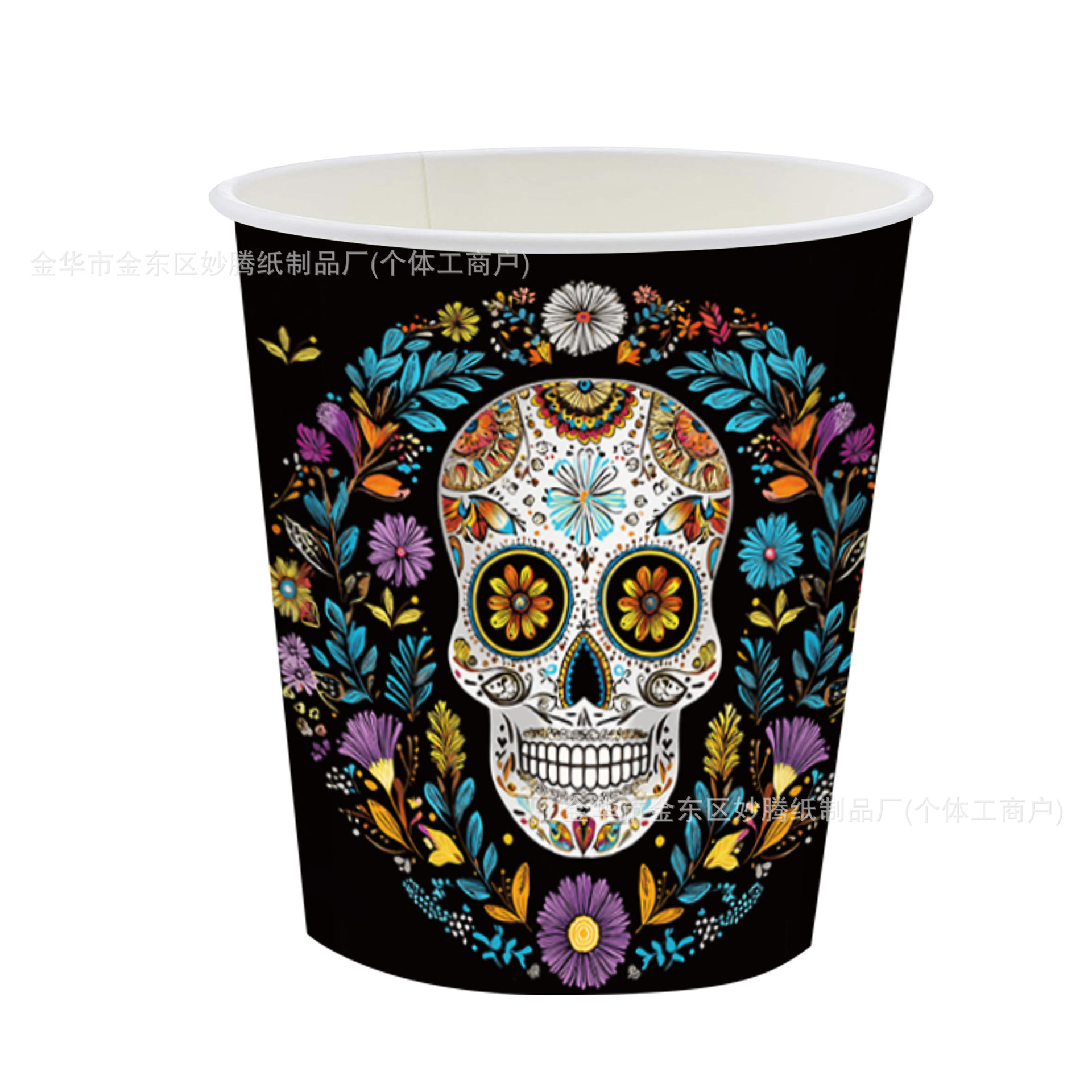 Nuevo producto transfronterizo fiesta de Halloween tema de flor de calavera juego de vajilla desechable fiesta de fiesta bandeja de papel desechable