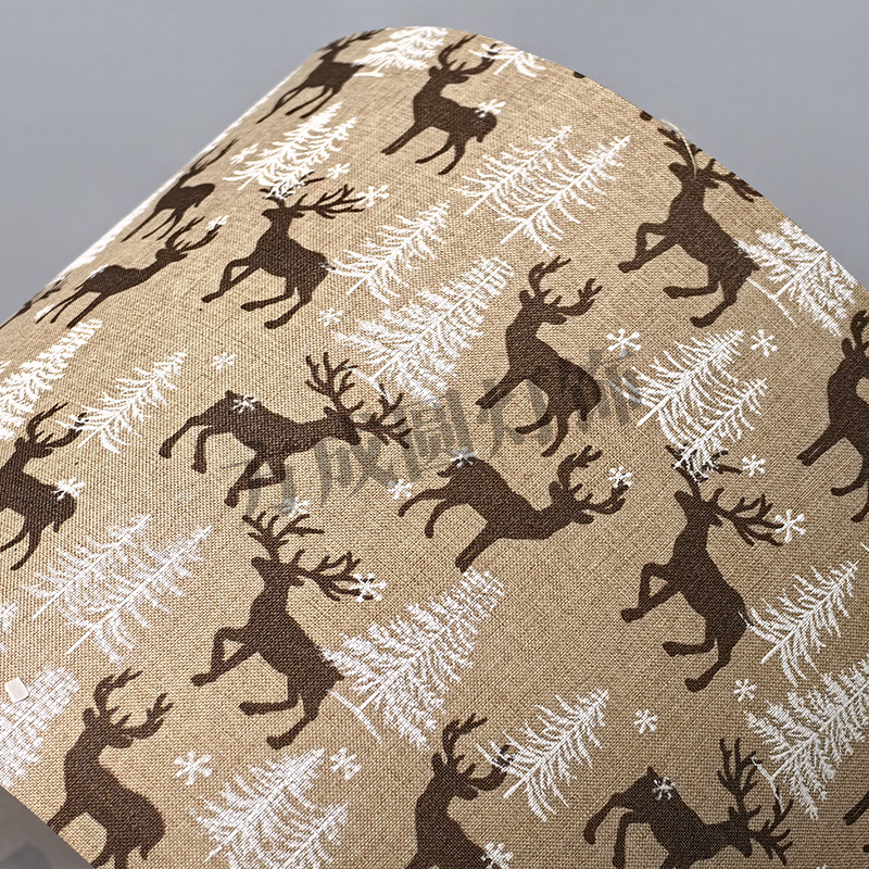 Pantalla de lámpara de mesa de Amazon Pantalla de lámpara de impresión de patrón de animal de alce de bosque desmontable cubierta de tela de lámpara de pie KD