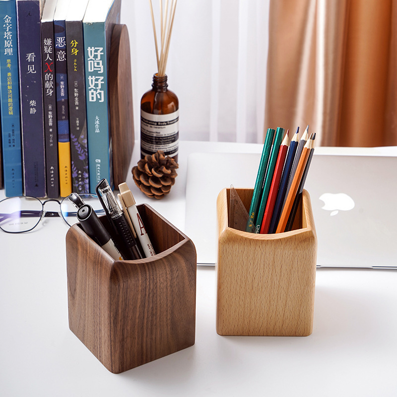 나무 펜 홀더 보관 창조적 인 문구 학습 기능 데스크탑 보관 장식품 북유럽 간단한 사무실 연구