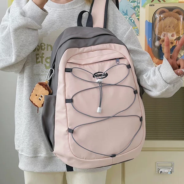 Japanese Color Contrast Schoolbag Female College Students Large Capacity Junior High School Students Travel Mountaineering Backpack Trendy Cool All-match Backpack