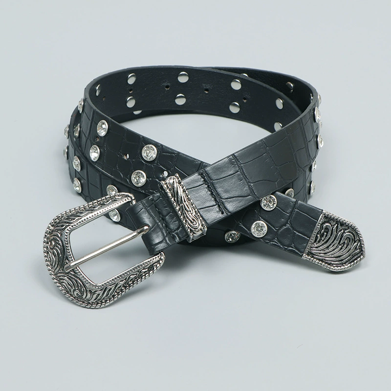 Belt, jeans, black retro universal accessory, American style