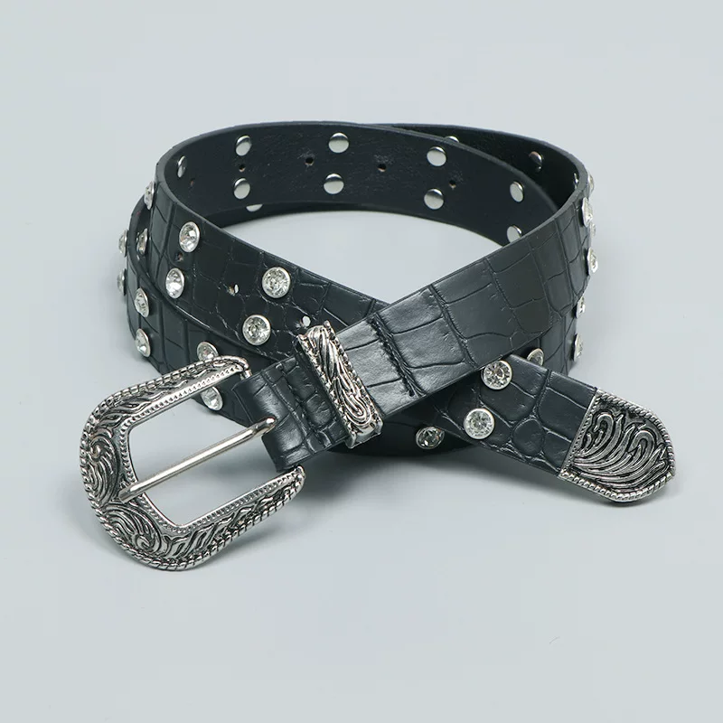 Belt, jeans, black retro universal accessory, American style