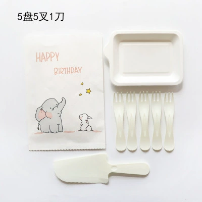 40 sets of pulp trays, disposable knife and fork trays, tableware, birthday cake trays, party, plastic set