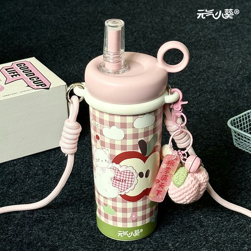 ins女生保温杯吸管卡通316不锈钢学生高颜值便携新款水杯可爱杯子|undefined