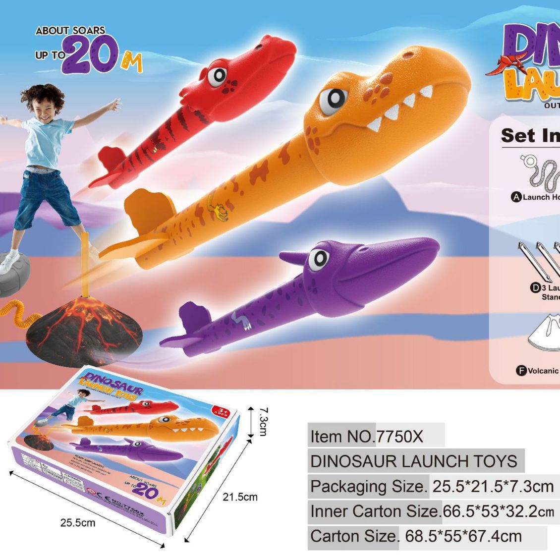 Juguetes interactivos al aire libre transfronterizos volar dinosaurios cohetes Amazon lanza cohetes artillería catapulta platillos voladores