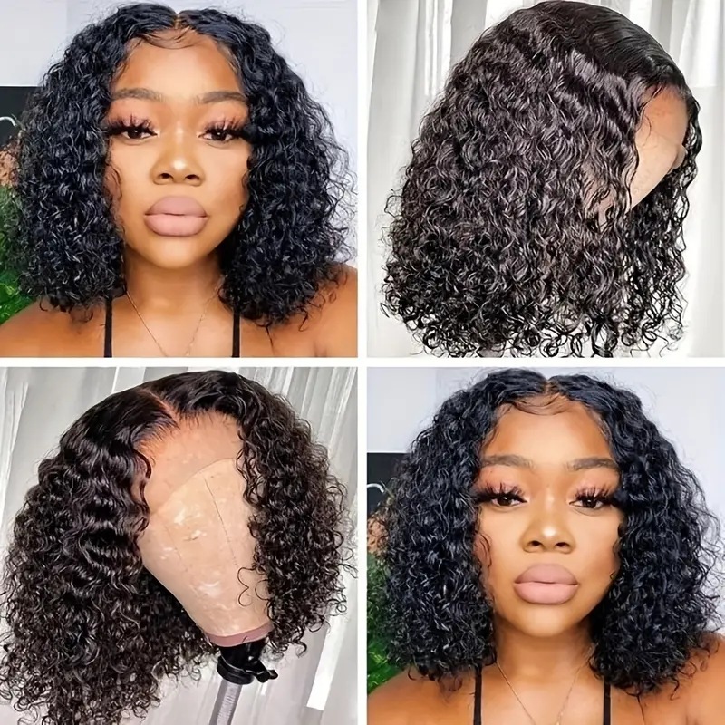 European and American cross-border popular mid-length female curly hair high temperature silk chemical fiber short African small roll front lace wig full head cover