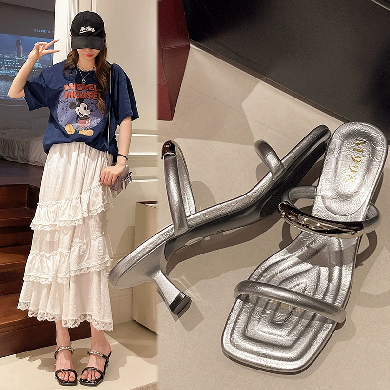 Интернет-знаменитости: элитные туфли на высоком каблуке для женщин, летняя обувь 2024, новый модный стиль феи с юбкой, французские сандалии