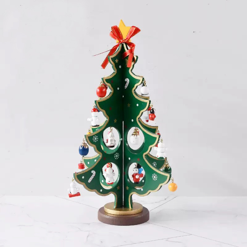 Árbol de Navidad DIY de Madera de Loto Decorativo para Escritorio y Oficina