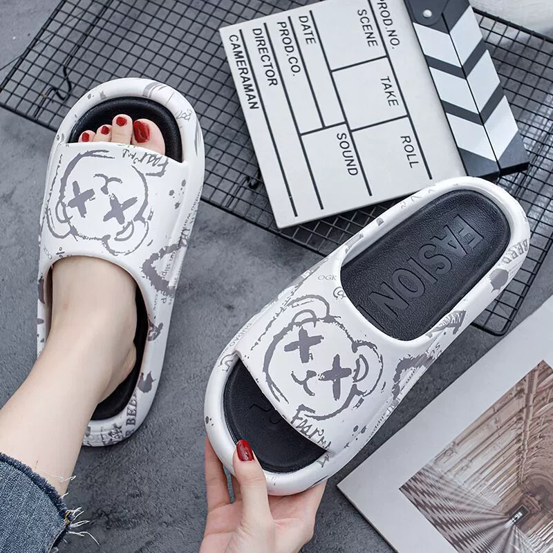 Мужские и женские парные тапочки с цветным принтом, модные толстые подошвы, удобные домашние общежития на открытом воздухе, Тапочки для ванной оптом