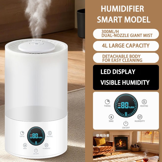 Humidificador inteligente de lámpara de color 300ml / h doble pulverización enorme niebla silenciosa aroma gran certificado transfronterizo humidificador inteligente completo