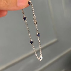 S925 スターリングシルバーブルーブレスレットレディースコールドスタイル韓国スタイルライトラグジュアリーニッチ絶妙なシンプルな多用途スタッカブルハンドジュエリー