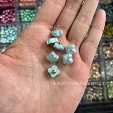 钮扣饰品仿珍珠面四瓣花朵型挂饰珠饰品装饰女士外套风衣大衣纽扣