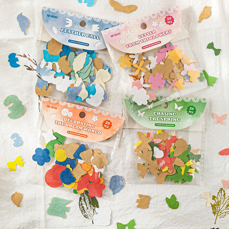 Material en relieve de papel especial de Mu Ran, una página de la serie sin dormir, collage de elementos pequeños, papel de material decorativo de base de cuenta manual