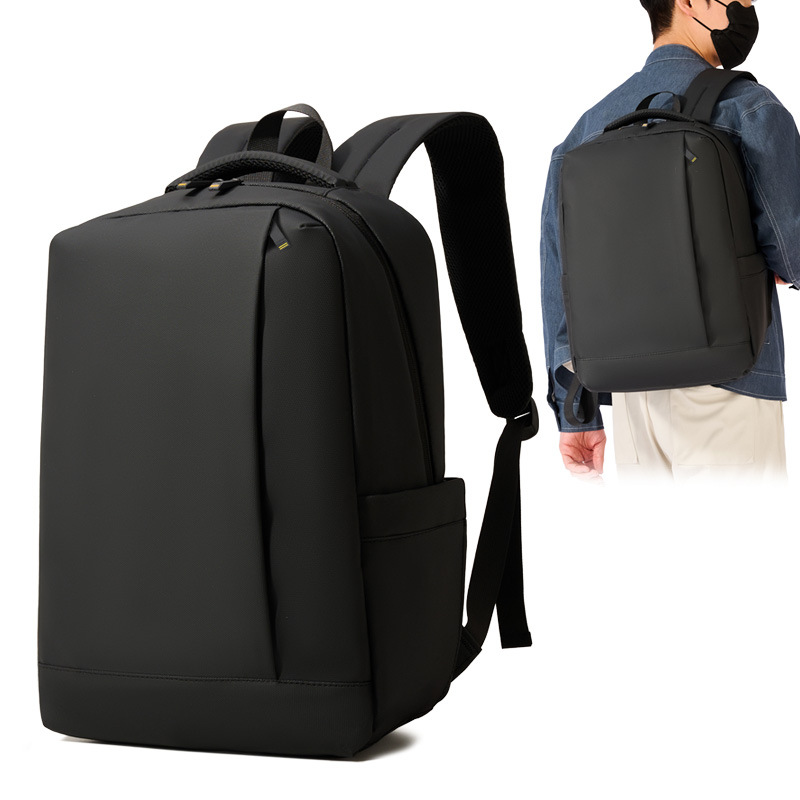 跨境热卖纯色收纳双肩包男士高级感休闲旅行包商务出差电脑背包男