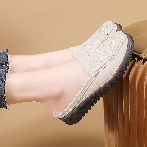Cross-border plus size 2024 New Spring Muller Shoes Women's Fashion Embroidered All-match Single-layer Shoes Women's Non-slip Soft Sole Women's Shoes