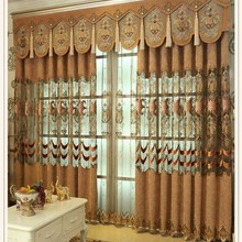 高奢提花大镂空激光刺绣遮光雪尼尔绣花窗纱别墅客厅跨境电商外贸