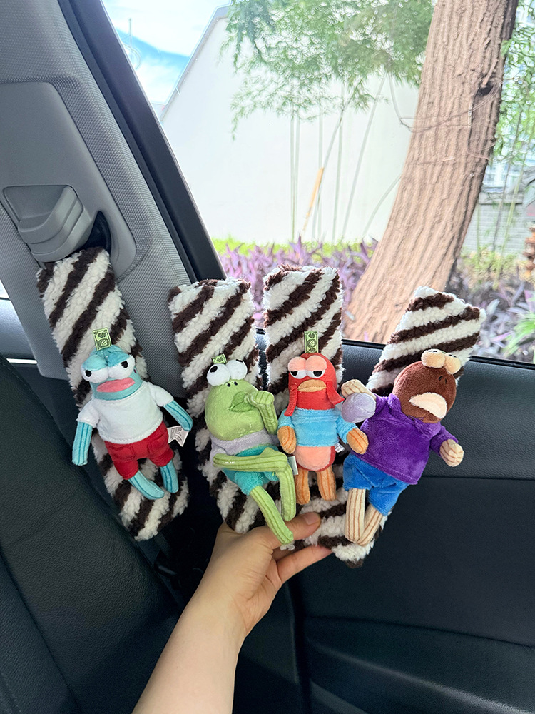 Spongebob Squarepants Bikini Bottom Residents Car Seat Shoulder Protector Plush Doll Seatbelt Decoration Anti-Strangle Imitation Shoulder Pad