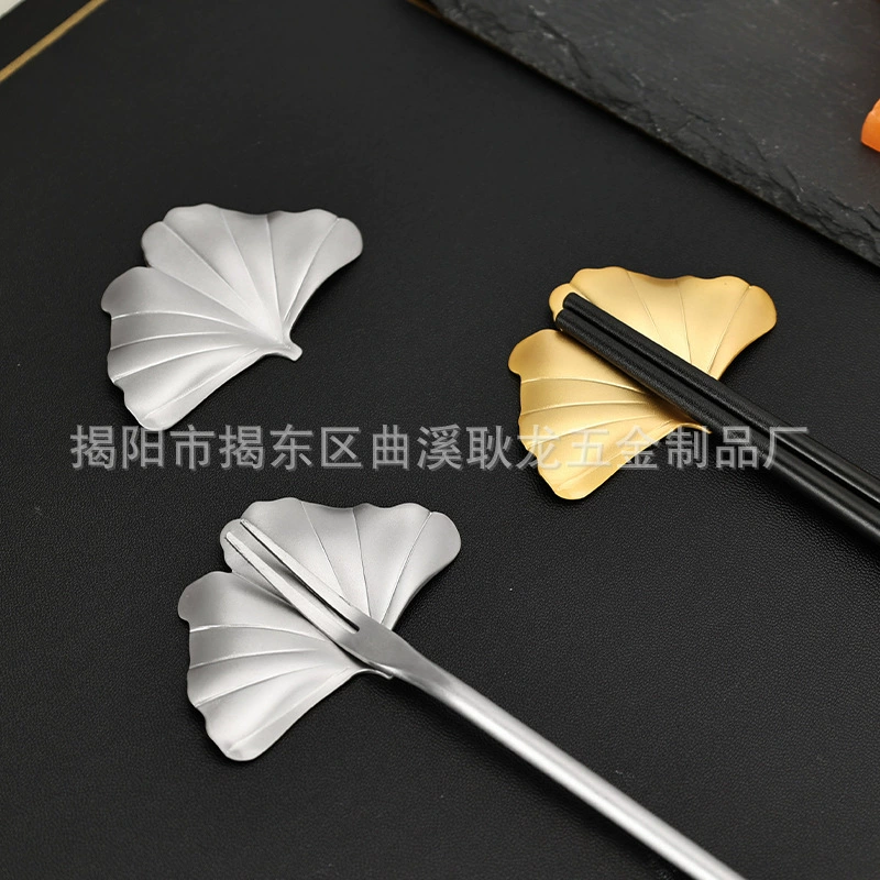 Творческие творческие палочки для еды из нержавеющей стали, листья гинкго билоба, японский ресторан палочки для еды