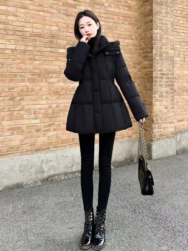 白鹅绒羽绒服女2025冬新款气质收腰修身显瘦连帽时尚保暖加厚外套|undefined