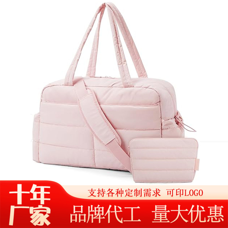 Amazon Cross-Border Women's Travel Luggage Bag Fitness Bag Pufferfish Handbag Quilted Laptop Carrying Bag