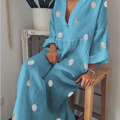 2023 Amazon ホットセールヨーロッパとアメリカのファッション女性のマキシドレスボヘミアンプリントドレス在庫あり