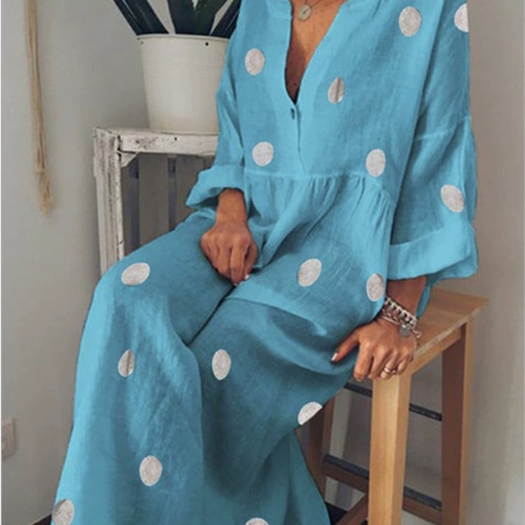 Хит продаж Amazon 2023: женское макси-платье в европейском и американском стиле, бохо-платье с принтом, в наличии.