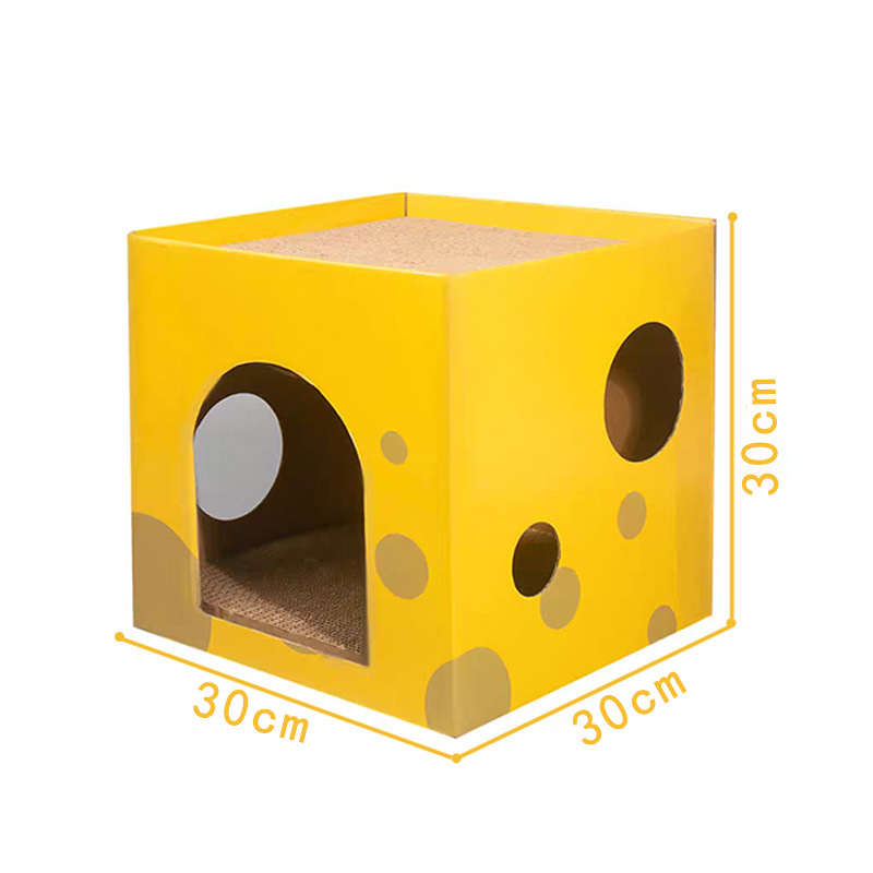 Caja de queso, tablero de agarre para gatos, rectificador de garras, papel corrugado, caja de doble capa cuadrada gruesa y resistente al desgaste, juguetes para gatos, stock al por mayor