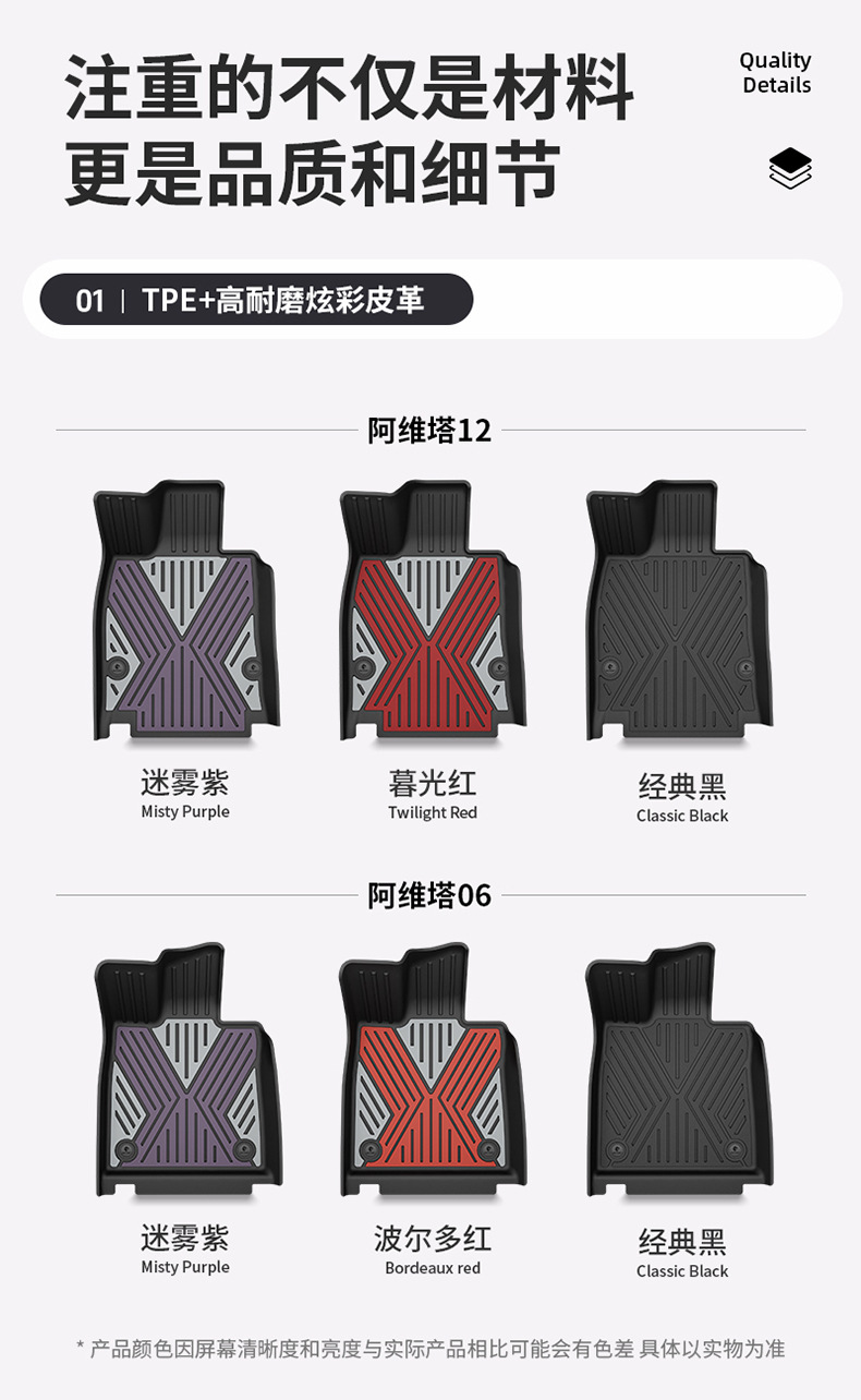 Suitable for the 2026 new model Avita 06 07 12, custom-made colorful TPE car floor mats and trunk mat