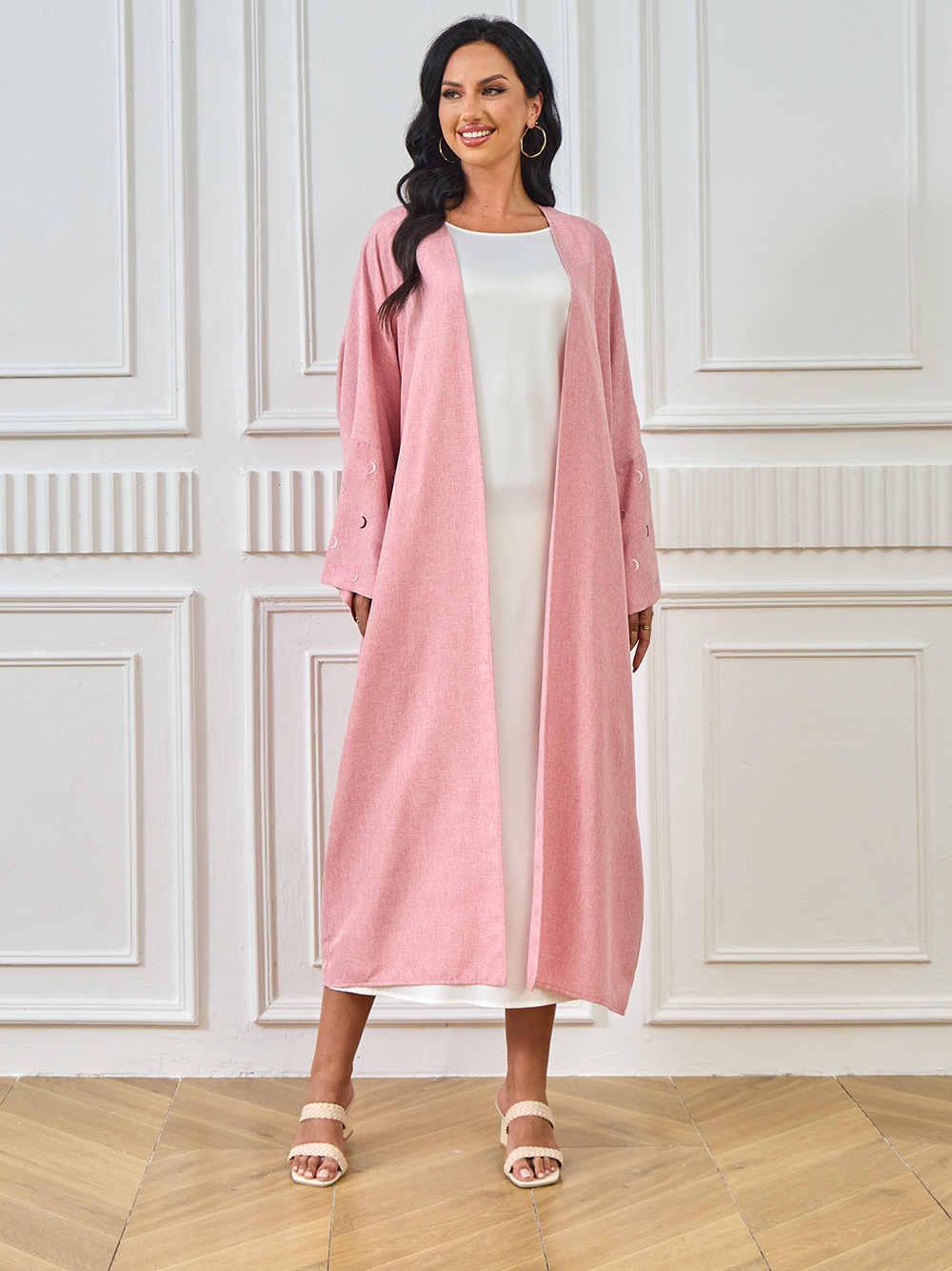 YLL05 Foreign Trade Abaya 2024 Summer Middle Eastern Cross-border Muslim Elegant Cardigan Embroidered Dress Robe For_ecoleips.com