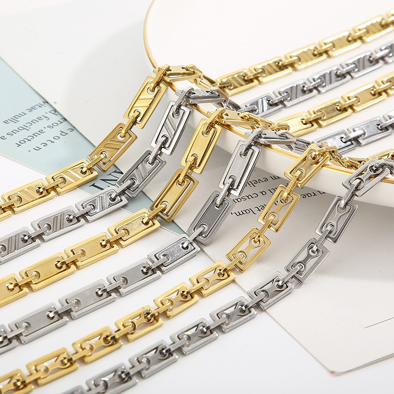44g Weight PVD Coated Gold Plating Process Hip-hop Solid Color Stainless Steel Titanium Steel Plating Necklace 1 Piece
