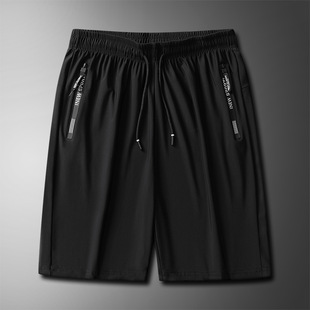 2022 New Summer Ice Silk Shorts for Men, High Elasticity, Quick Drying, Breathable, Loose Casual Beach Pants, Five-Point Pants for Men