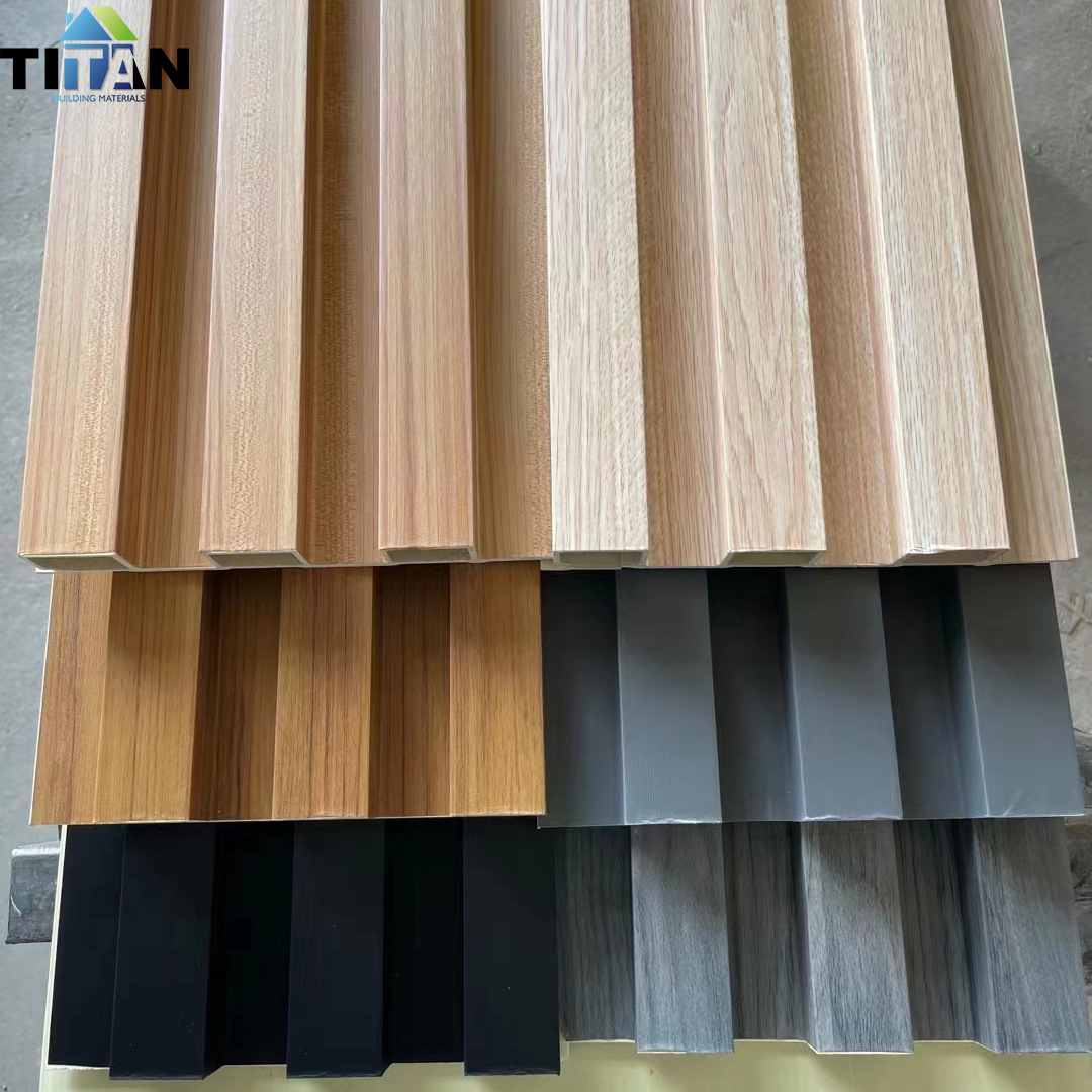 Exportación de comercio exterior Rejilla de madera de bambú WPC Muro interior de madera de plástico Tablero de pared de gran muralla de madera ecológica