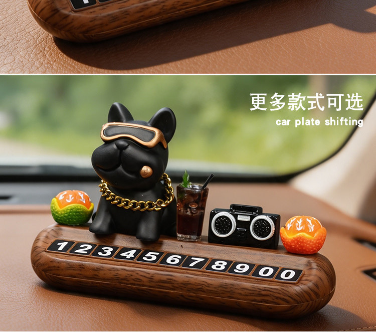 Luxury Dog-themed Car Temporary Parking Sign with Phone Number, Car Moving Card, High-end Decorative Accessory for Women