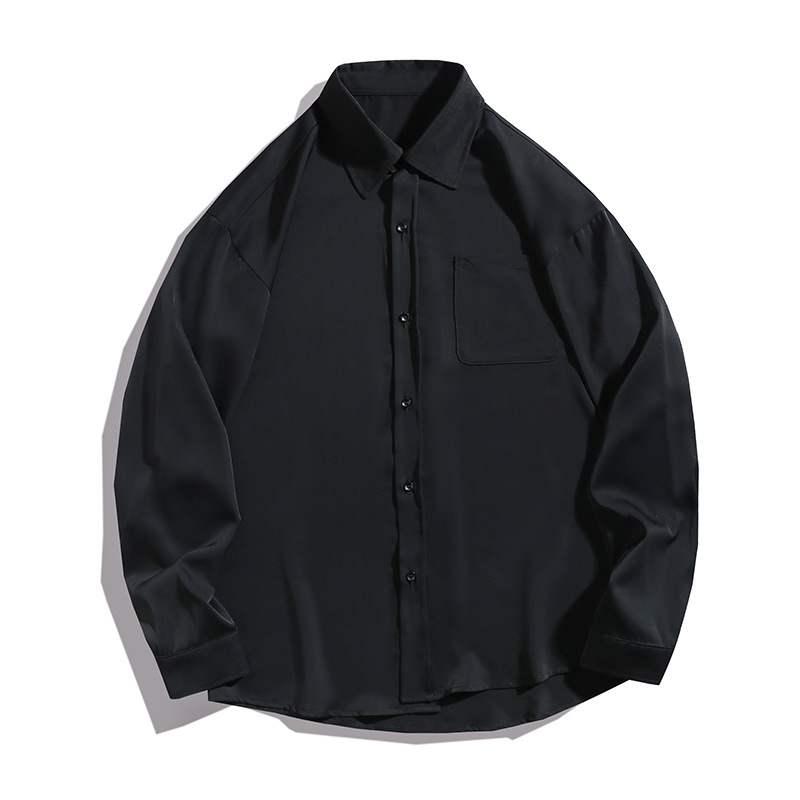 Camisa de manga larga para hombre, estilo fluido y resistente a las arrugas, nueva colección de primavera, estilo femenino, chaqueta camisa holgada de color liso estilo japonés para parejas