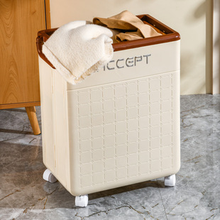 Dirty Clothes Basket Clothes Dirty Clothes Bathroom Storage Basket with Wheels Household Laundry Basket Foldable Finishing Artifact