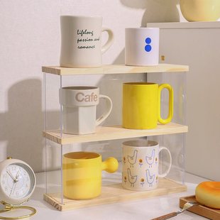 Desktop Cup Rack Storage Rack Solid Wood Glass Cup Coffee Mug Dust-proof Box Tea Cup Storage Cabinet Multi-layer