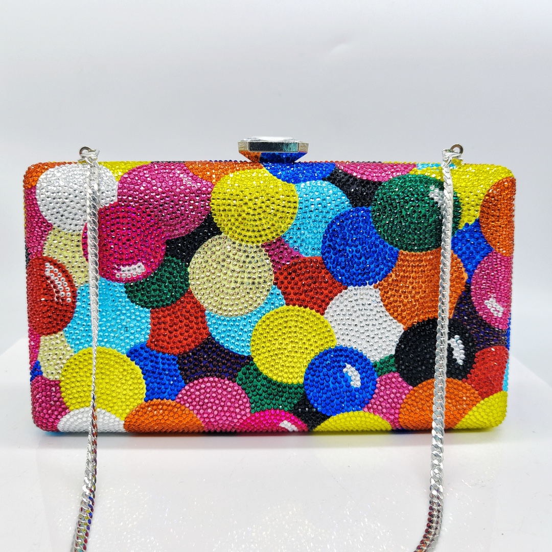 Túi clutch nữ đính đá dạ hội hình bong bóng cầu vồng — Bong bóng cầu vồng, Tùy chỉnh màu sắc khác/300 đơn hàng tối thiểu