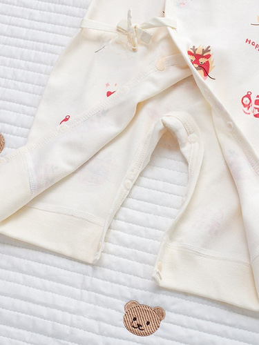 Baby Spring and Autumn Bodysuit and Monk's Robe, Dragon Baby 100th Day Celebration Full Moon Dress, 2024 New Arrival Set, Pure Cotton, Boneless