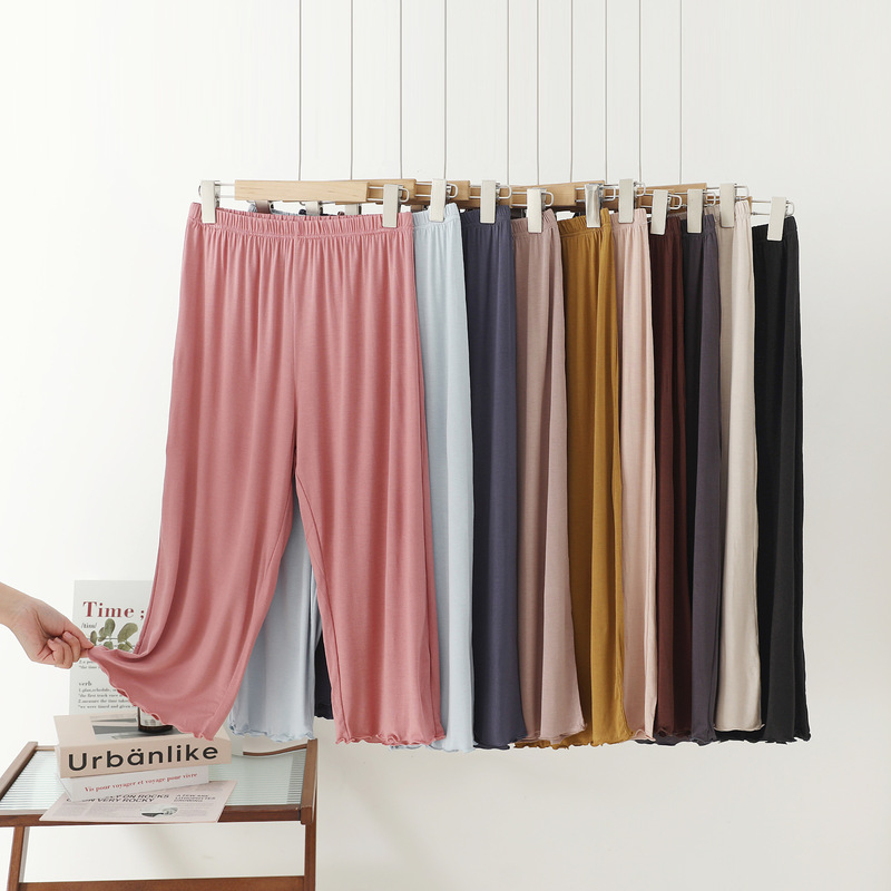 Factory wholesale modal thin cropped pants women's summer loose high pants home pajamas slim straight pants casual pants