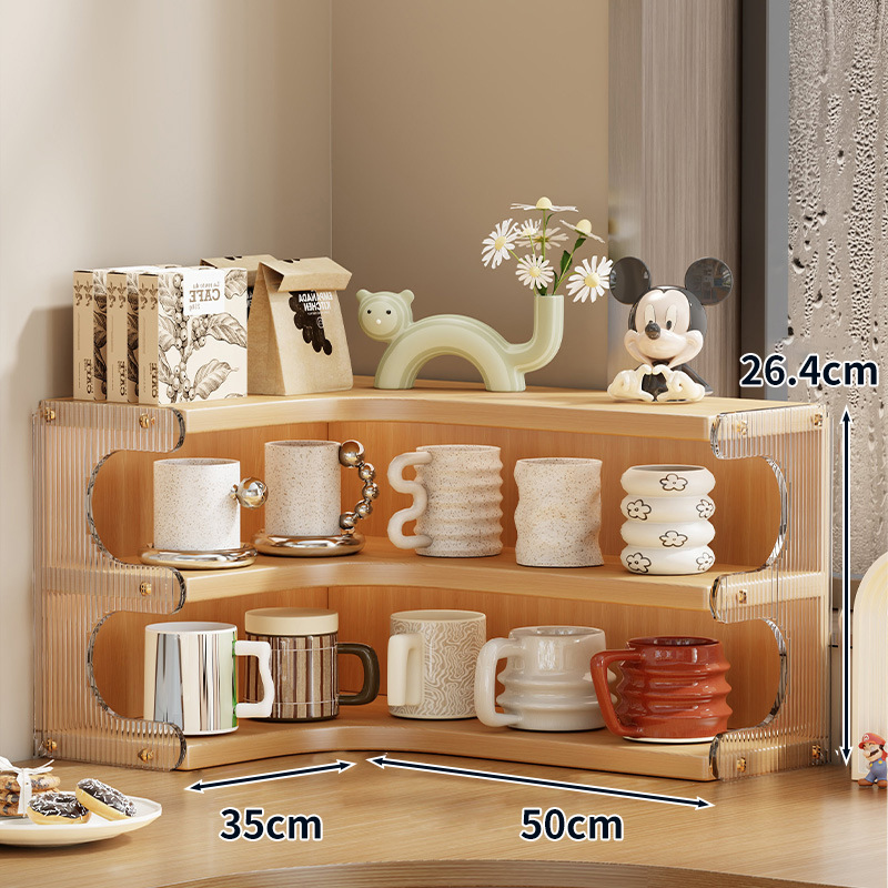 Estante Organizador de Vasos Multicapa para Escritorio y Mesa de Comedor