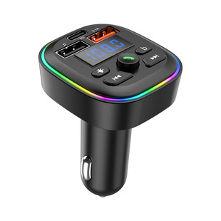 Bluetooth car mp3 cigarette lighter music player car radio fast charger display voltage blue 5.4