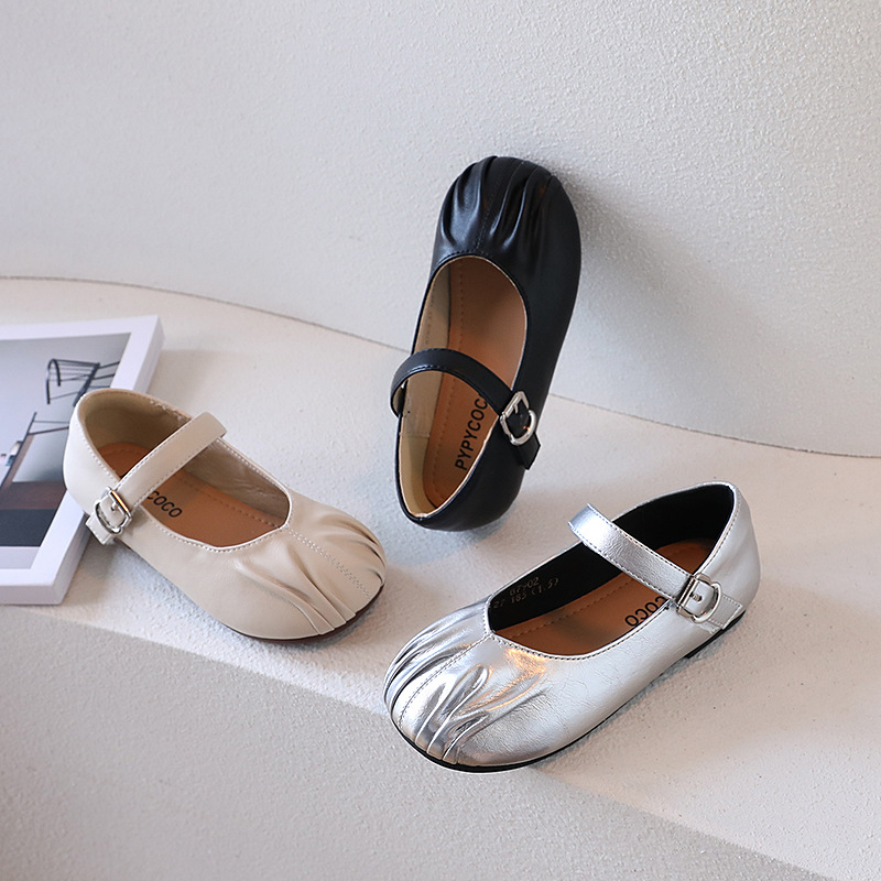 Girls' Korean-style Shallow Mouth Leather Shoes Autumn New Solid Color Single-layer Shoes Simple Soft-soled Dance Shoes Princess Leather Shoes