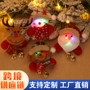 Christmas Decoration Supplies Luminous Hanging Bell Brooch Badge Old Man Snowman Bear Christmas Gift Kidsren's Gift