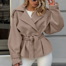 欧美秋冬氛围感宽松显瘦气质长袖西装领通勤百搭高级感毛呢外套女